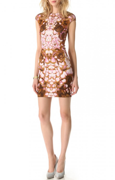 McQ Alexander McQueen Pink Floral Print Jersey Dress