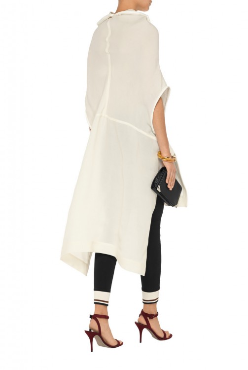  RICK OWENS Leather-trimmed silk-organza tunic