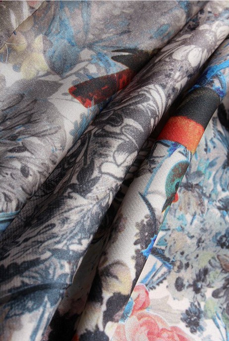 Floral print short sleeves Oxford Dress