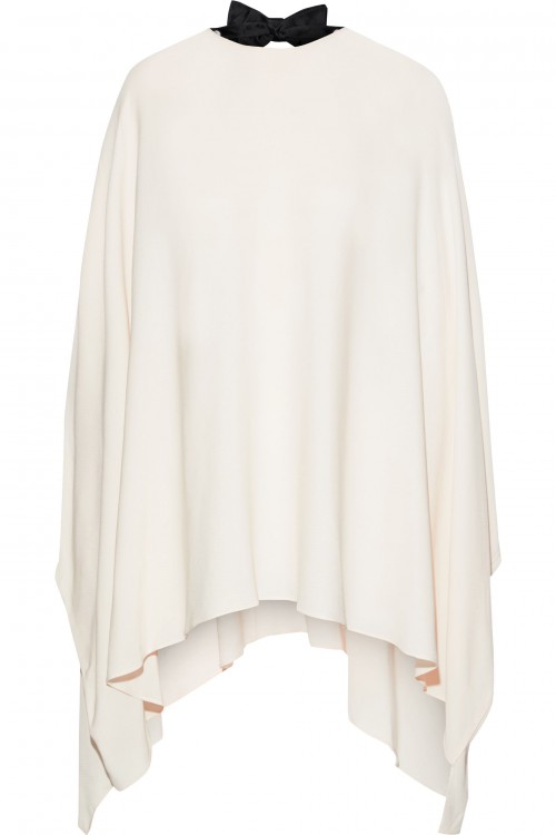 VALENTINO Cutout draped bow-embellished silk crepe de chine blouse