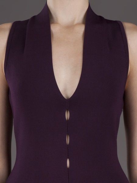 ALEXANDER WANG Purple V-Neck Pointelle Detail Dress-