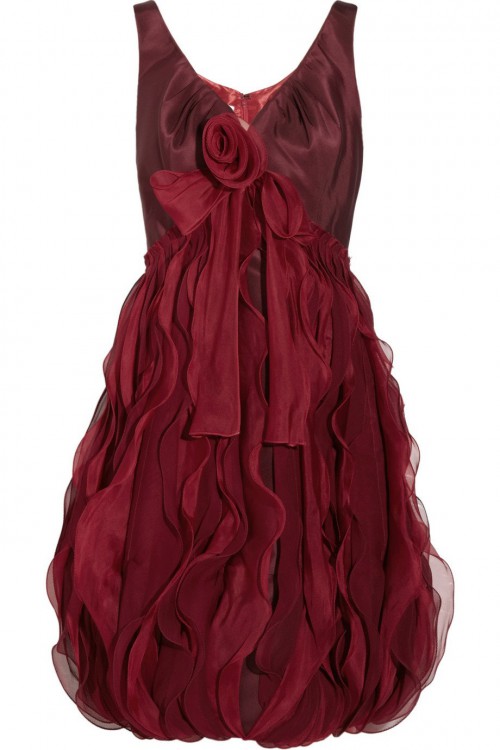 OSCAR DE LA RENTA Silk-faille and organza dress
