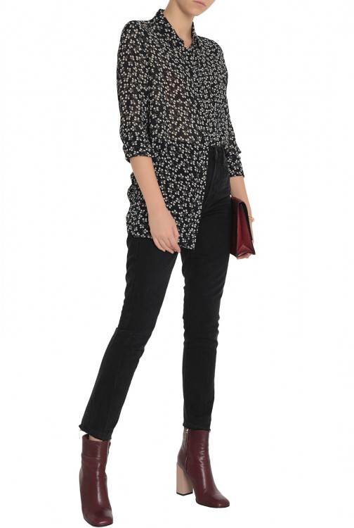 GANNI Floral-print crepe de chine shirt