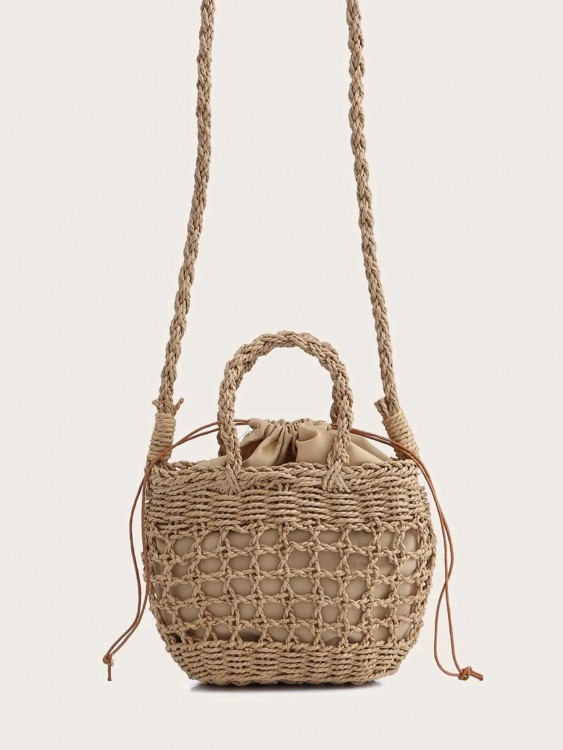 編み巾着バケットバッグ