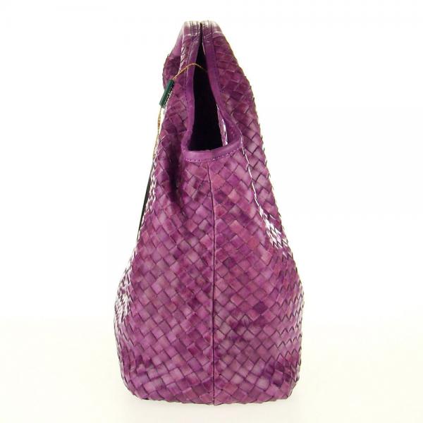 PAOLO MASI  Plum Purple Hand Woven Calf Leather Handbag