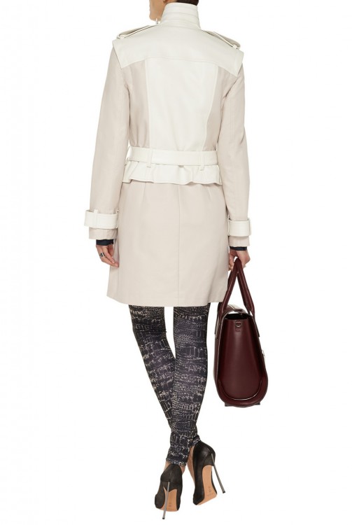 MCQ ALEXANDER MCQUEEN Leather and cotton-gabardine trench coat