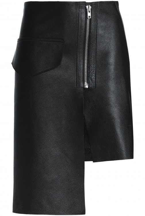 OAK Moto asymmetric leather skirt