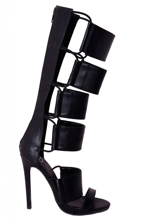 エラスティック ティテール グラディエーター ヒール サンダル