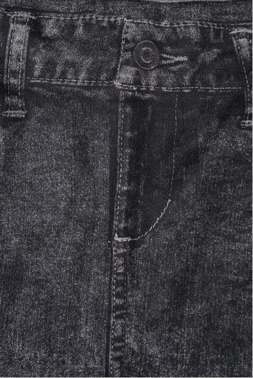 [NWOT] Washed Denim Printed Black Leggings