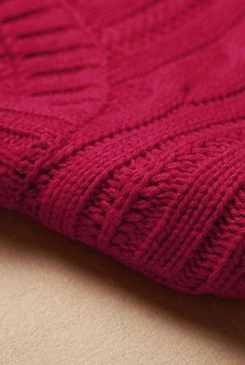 O-neck long sleeve jacquard pullover knit sweater