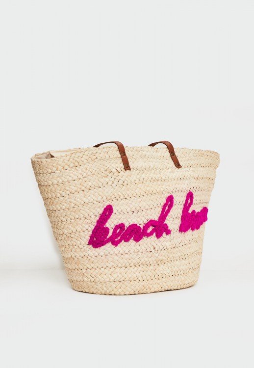 MISGUIDED cream beach bum slogan beach bag