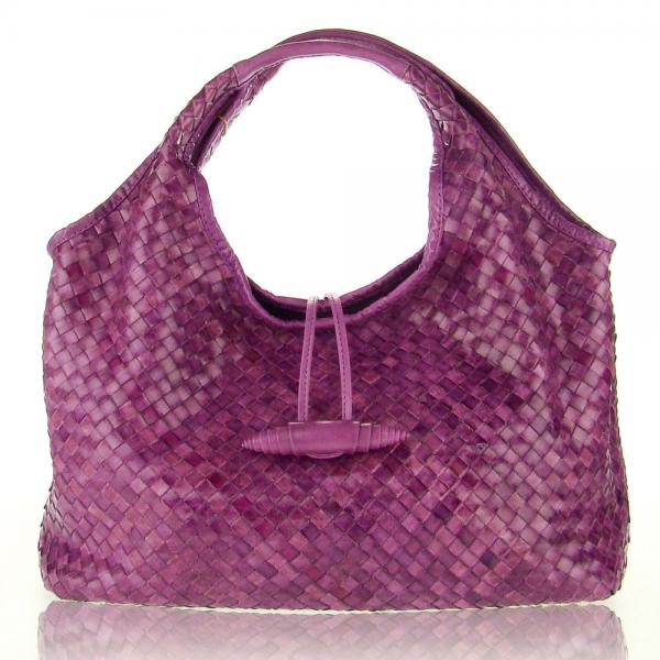 PAOLO MASI  Plum Purple Hand Woven Calf Leather Handbag