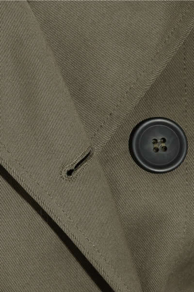 HELENE BERMAN Faux leather-sleeved twill trench coat