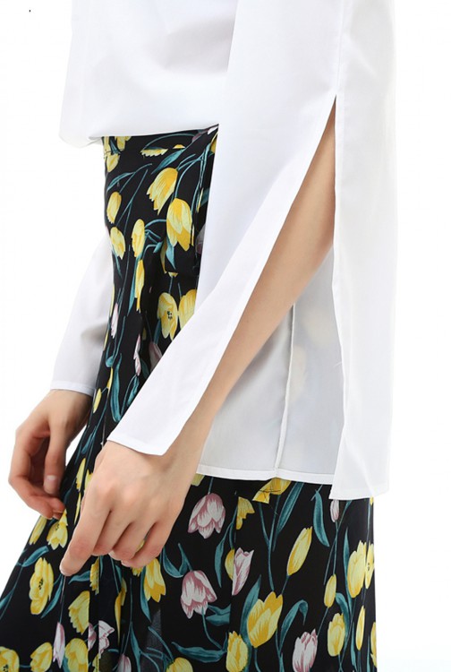 Halter V-Neck Split Long Sleeve Blouses