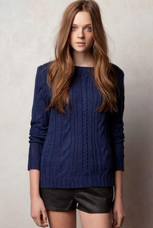 O-neck long sleeve jacquard pullover knit sweater