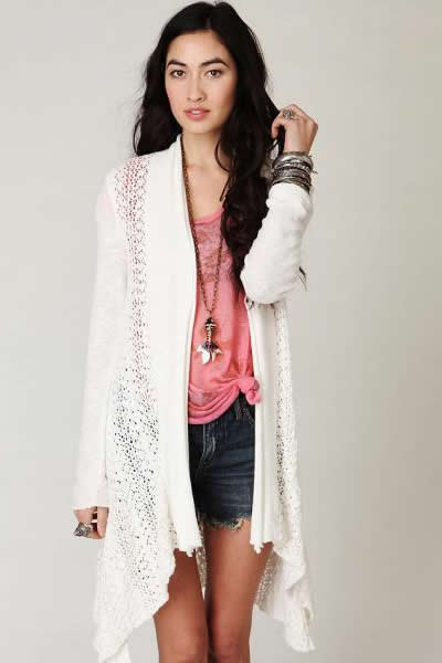 Free People Love Me Do Cardigan in White