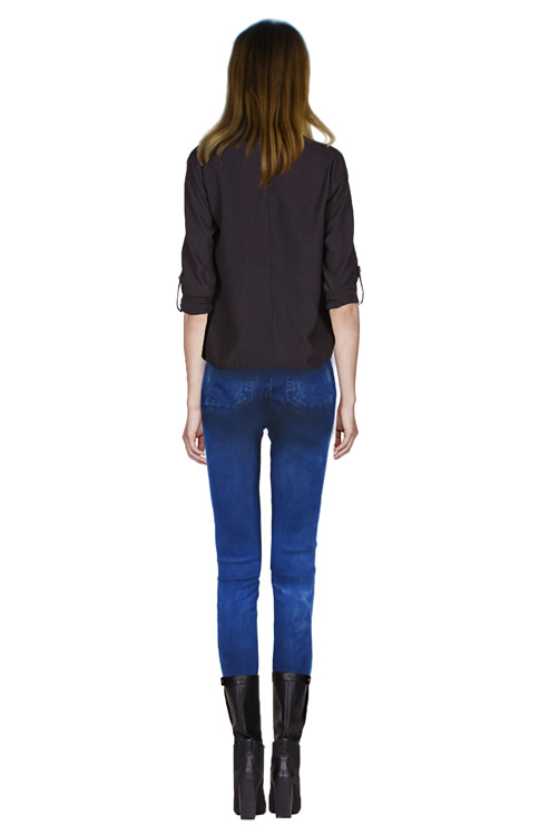 [NWOT] Vintage Damaged Denim Printed Blue Leggings