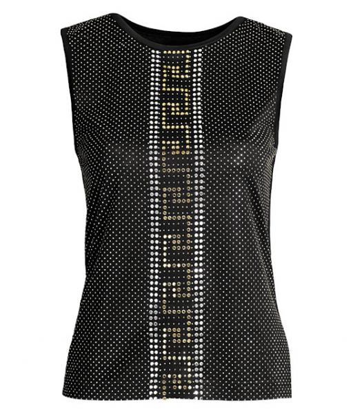 VERSACE for H&M Black Gold Silver Studded Sleeveless Tank Top