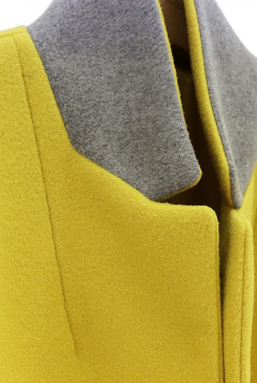 [NWOT] シングルボタン ウール混 イエローロングコート