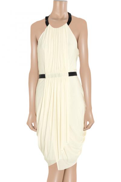 RAG & BONE Rowan draped leather-trimmed crepe dress