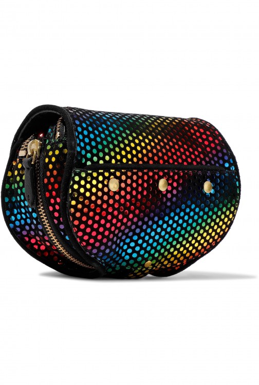 JÉRÔME DREYFUSS Disco Club leather-trimmed printed suede shoulder bag