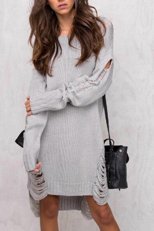 ロング プルオーバー サイド ハイ スリット ニットセーター