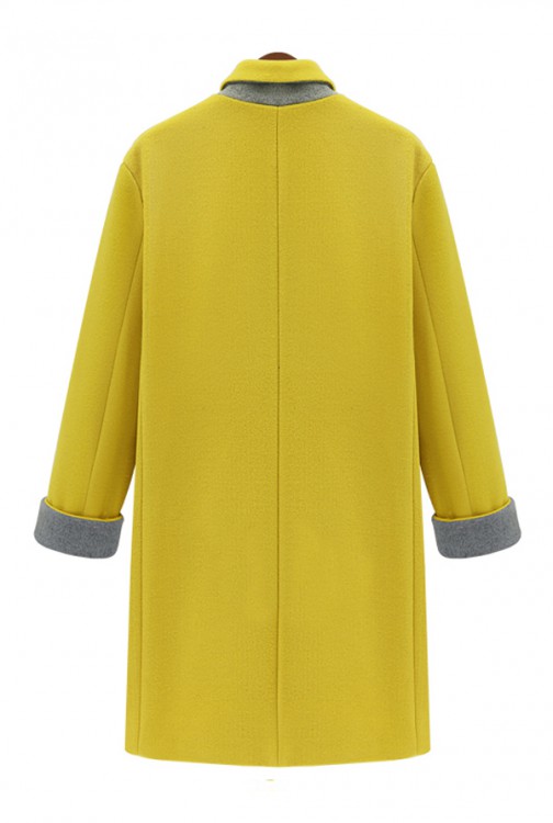 [NWOT] シングルボタン ウール混 イエローロングコート