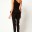 _One Shoulder Ruffled Waist Slim Cropped Pants Jumpsuits