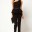 _One Shoulder Ruffled Waist Slim Cropped Pants Jumpsuits